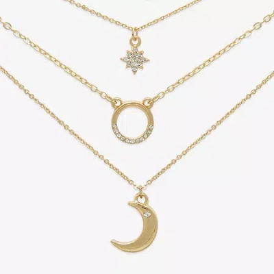 Mixit Womens Cubic Zirconia Moon Star Hypoallergenic 3-pc. Necklace Set In Yellow