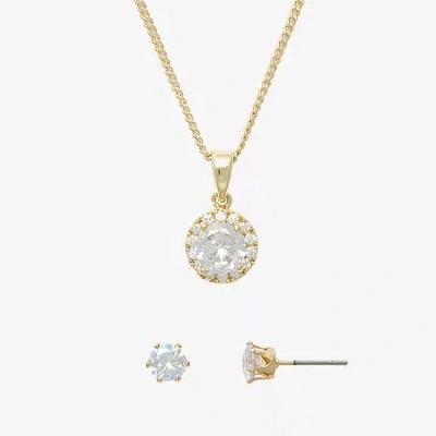Mixit Womens Cubic Zirconia Round Hypoallergenic 2-pc. Jewelry Set In Gold