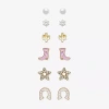 Mixit Womens Cubic Zirconia Simulated Pearl Star 6 Pair Earring Set In Gold