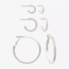 Mixit Womens Glass 3 Pair Earring Set In Metallic