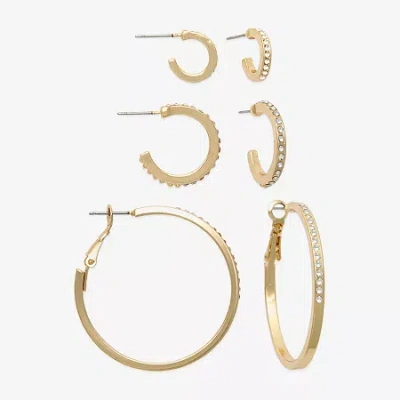 Mixit Womens Glass 3 Pair Earring Set In Yellow