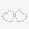 Mixit Womens Glass Heart Hypoallergenic Drop Earrings In Silver