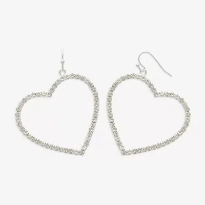 Mixit Womens Glass Heart Hypoallergenic Drop Earrings In Silver