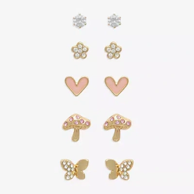 Mixit Womens Glass Hypoallergenic 6 Pair Earring Set In Yellow