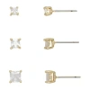 Mixit Womens Hypoallergenic 3 Pair Earring Set In Gold
