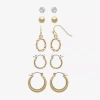 Mixit Womens Hypoallergenic 5 Pair Earring Set In Gold