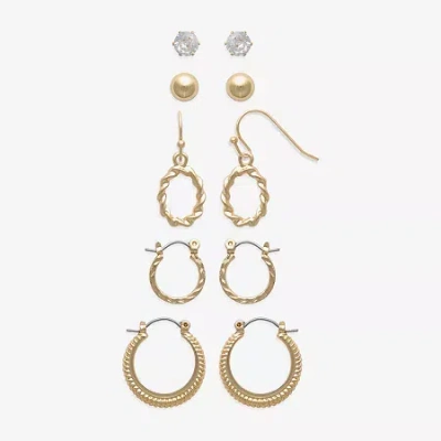 Mixit Womens Hypoallergenic 5 Pair Earring Set In Gold