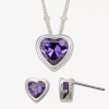 Mixit Womens Purple Cubic Zirconia Heart Hypoallergenic 2-pc. Jewelry Set In Purple