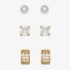 Mixit Womens Simulated Pearl Hypoallergenic 3 Pair Earring Set In Multi
