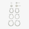 Mixit Womens Simulated Pearl Stainless Steel Round Hypoallergenic 5 Pair Earring Set In Gray
