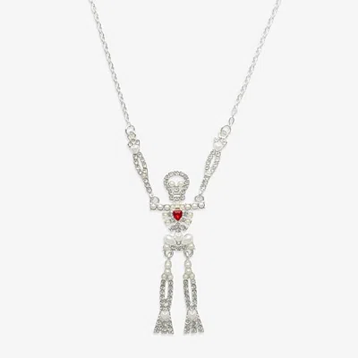 Mixit Womens Skull 30 Inch Pendant Necklace In Silver