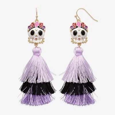 Mixit Womens Skull Drop Earrings In Yellow