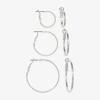 Mixit Womens Stainless Steel 3 Pair Earring Set In Gray