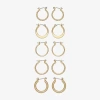 Mixit Womens Stainless Steel Hypoallergenic 5 Pair Earring Set In Yellow