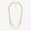 Mixit Womens White 24 Inch Strand Necklace In Gold