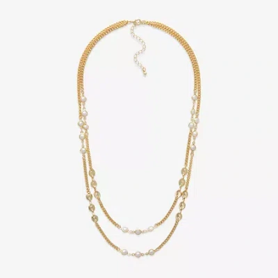 Mixit Womens White 24 Inch Strand Necklace In Gold
