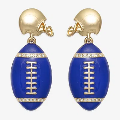 Mixit Womens White Glass Drop Earrings In Blue