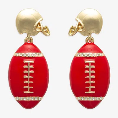 Mixit Womens White Glass Drop Earrings In Red