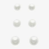 Mixit Womens White Glass Simulated Pearl Hypoallergenic 3 Pair Earring Set In White