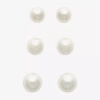 Mixit Womens White Glass Simulated Pearl Hypoallergenic 3 Pair Earring Set In White