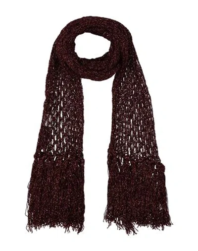Mi.ya Miya Woman Scarf Brick Size - Viscose, Metallic Polyester In Red