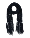 Mi.ya Miya Woman Scarf Navy Size - Viscose, Metallic Polyester In Navy Blue