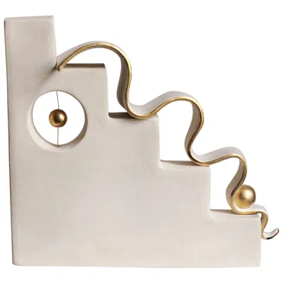 Pre-owned Miyelle Abstract Ceramic Sculpture With Gold Lustre, Handmade, “cascading Down”