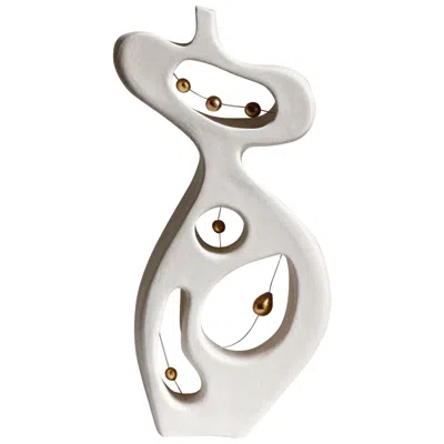 Pre-owned Miyelle Abstract Female Ceramic Sculpture With Gold Lustre, Handmade, “fragments Within” In Gray