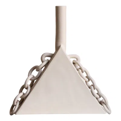 Pre-owned Miyelle Contemporary Ceramic Chain Triangular Sculpture, Handmade, “ooooo Iv” By  In Sand