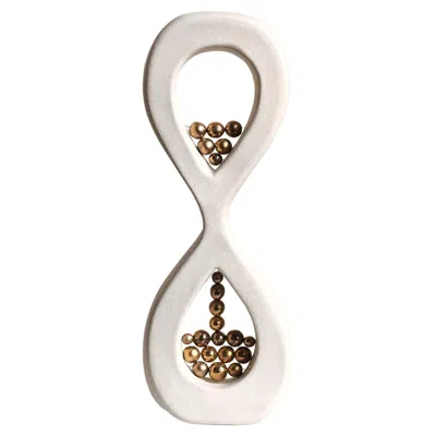 Pre-owned Miyelle Contemporary Ceramic Sculpture With 24 Karat Gold Lustre, “egg Timer” By