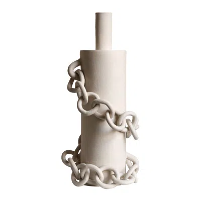 Pre-owned Miyelle Contemporary Ceramic Spiral Chain Sculpture, Handmade, “ooooo I” By  In Gold
