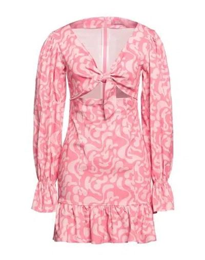 MIYETTE MIYETTE WOMAN MINI DRESS PINK SIZE L COTTON, ELASTANE