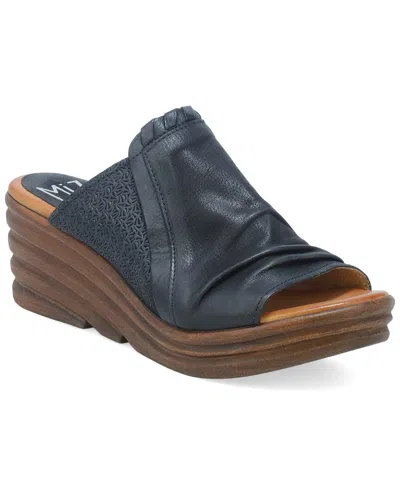 Miz Mooz Abbie Leather Wedge Sandal In Black