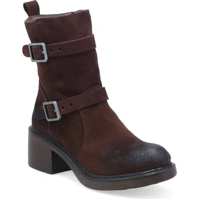 Miz Mooz Bethani Moto Bootie In Brown Suede