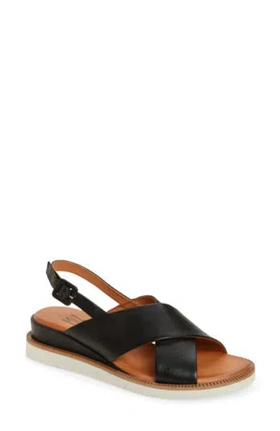 Miz Mooz Ella Leather Wedge Sandal In Black