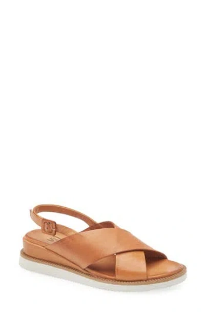 Miz Mooz Ella Leather Wedge Sandal In Brandy