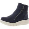 Miz Mooz Lando Womens Zipper Leather Ankle Boots In Blue
