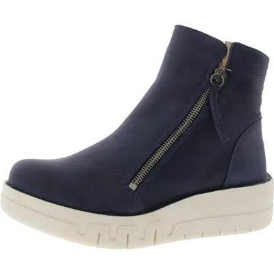Miz Mooz Lando Womens Zipper Leather Ankle Boots In Blue