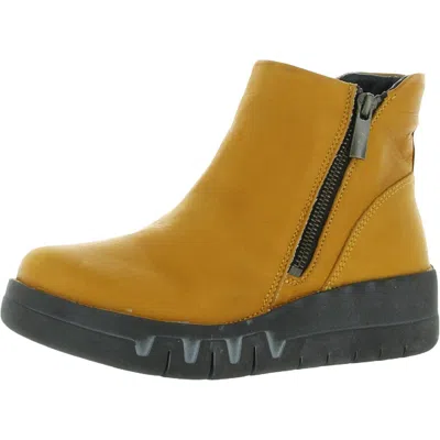 Miz Mooz Lass Womens Leather Wedge Ankle Boots In Gold