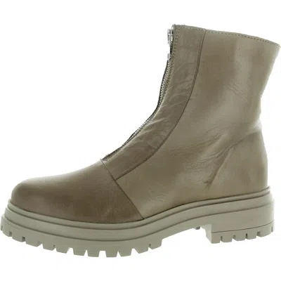 Miz Mooz Lyle Womens Zipper Leather Ankle Boots In Beige