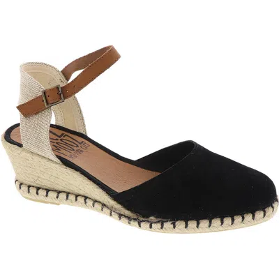 Miz Mooz Malena Womens Suede Slingback Wedge Sandals In Black