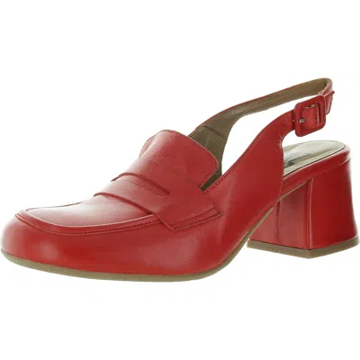 Miz Mooz Satire Womens Solid Leather Block Heels In Red