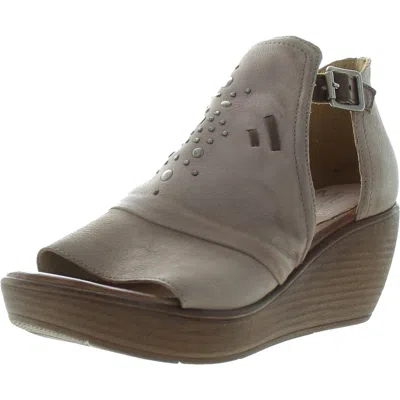 Miz Mooz Saxen Womens Embellished Leather Wedge Sandals In Beige