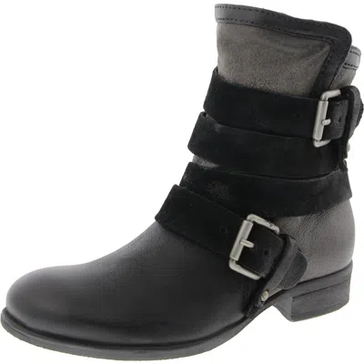Miz Mooz Slater Womens Buckle Leather Ankle Boots In Black