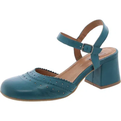 Miz Mooz Storrs Womens Adjustable Leather Slingback Heels In Blue