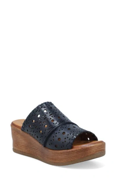 Miz Mooz Wesley Platform Wedge Slide Sandal In Blue