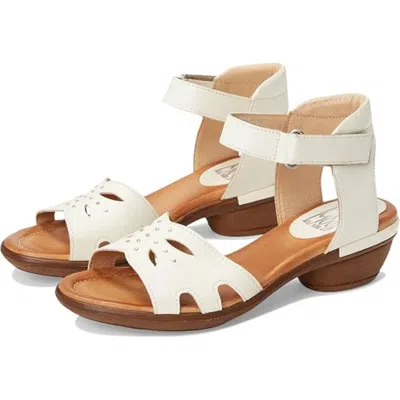 Miz Mooz Women's  Corelia Sandals Linen Leather Adjustable Strap Hawk046 In White
