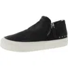 Miz Mooz Womens Double Zipper Leather Casual And Fashion Sneakers In Black