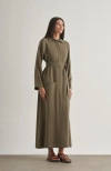 Mizalle Belted Shirt Dress In Brown