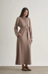 Mizalle Belted Shirt Dress In Brown